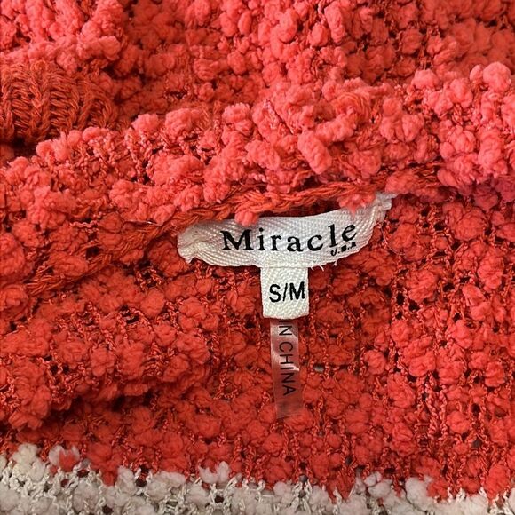 Miracle | Stripe Popcorn Orange White Fall Autumn Sweater S/M - Picture 6 of 8